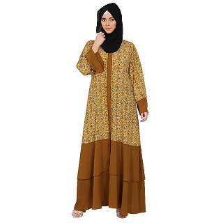 Front Open Loose sleeves Dual color Abaya 